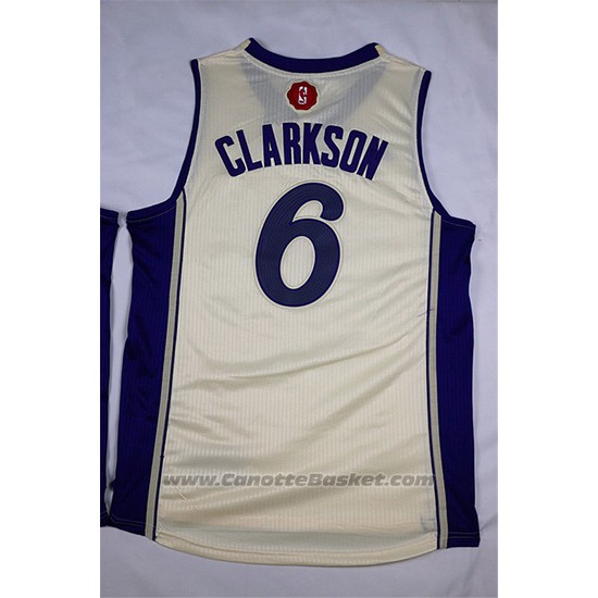 Maglia Natale 2015 Los Angeles Lakers Jordan Clarkson #6 Bianco